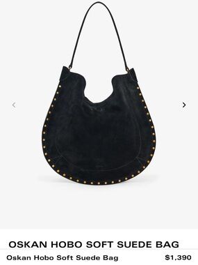 Never worn Isabel Marant Black Suede Hobo with Gold Studs.